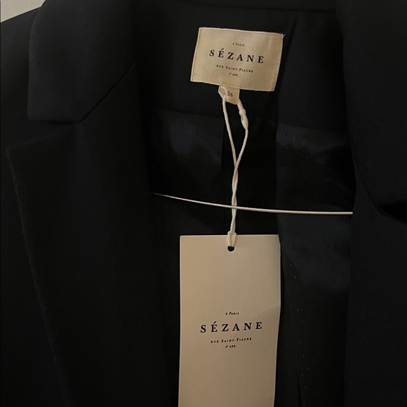 Sezane Michele Suit Jacket Navy - Size 4 - Picture 4 of 5